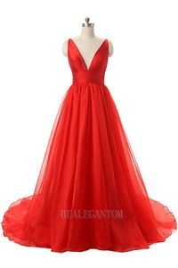 2017 nieuwe sexy diepe v-hals lange avond prom jurken vloerlengte plus size formele partij dragen gown bm08