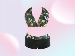 2017 Nouveau bikini licou sexy semets de maillots de bain Femmes Push Up Swimsuit Camouflage Print Bathing Trots de baignade QP02082193857