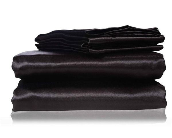 2017 Nouvelle feuille plate en soie Classe d'oreiller en feuille ajustée Twin Twin Full Queen King Tailles Nestl Liberte avec une poche profonde Black7531965