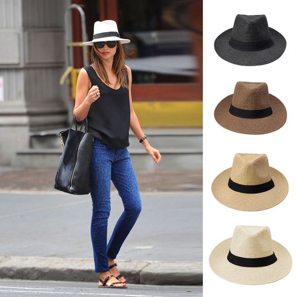 Sombreros de visera de paja de verano para mujeres y hombres, sombrero de copa de vaquero grande, venta al por mayor, sombrero de vacaciones de moda 2021