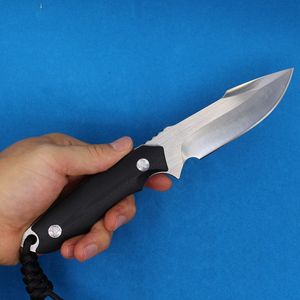 M2371 Couteau de chasse extérieur droit 5Cr13Mov Satin Drop Point Lame G10 Poignée pleine soie Couteaux à lame fixe avec Kydex et sifflet de survie