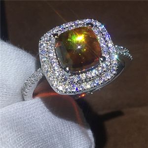 2017 Nieuwe Stijl Bruids 925 Sterling Zilveren Ring Ammolite Opaal Stone Engagement Wedding Band Ringen voor Dames Groothandel Sieraden