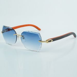 Nouveau style de qualité supérieure luxe tendance lunettes de soleil en bois orange 8300817 pour homme et femme avec lentilles coupées taille 18-135mm