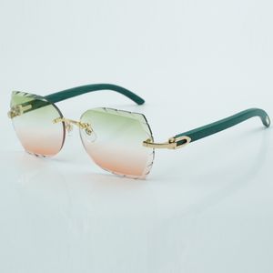 Lunettes de soleil en bois vert, nouveau style, qualité supérieure, luxe, tendance, 8300817, pour hommes et femmes, avec lentilles coupées, taille 18-135mm