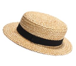 2017 nouveau été chapeau de soleil de paille naturelle pour femmes hommes mode chapeaux de plage dames chapeau de soleil plat pour les vacances Y190705033952454