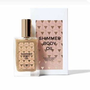 Brand New Cosmetics Shimmer Body Oil 50ML Visage Glitter Highlight Liquid Oiled Primer Maquillage Body Glow et Hydraté Skin Care Free Ship