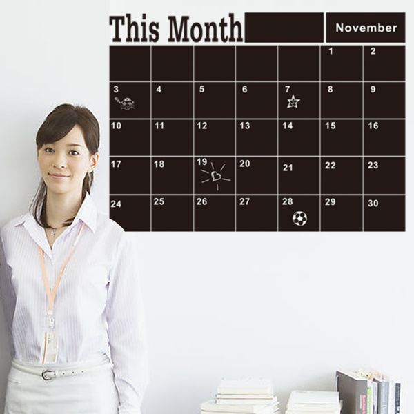 2020 nouveau ce mois-ci tableau noir autocollants WALL STICKER plan mensuel calendrier tableau stickers muraux bureau fournitures scolaires 46.5*58.5CM (7)