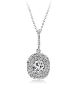 2017 Nieuwe Best Verkopende Luxe Sieraden 925 Sterling Zilver Pave Prachtige Witte Saffier CZ Diamant Edelstenen Vrouwen Ketting Hanger W8670076