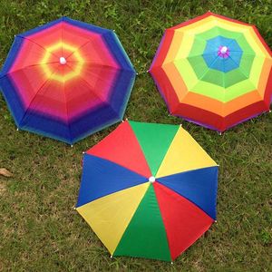 2017 nieuwe paraplu's regenboog paraplu hoed draagbare paraplu's hoed vouwen elastische riem vissen paraplu cap gratis verzending