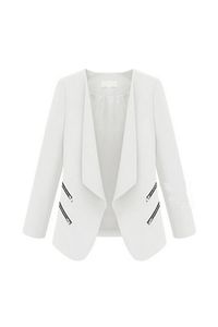 2017 NOUVEAU Vintage Femmes Basic Slim Costume Pliable Blazer Slim Fit Veste Cardigan Outwear Blanc