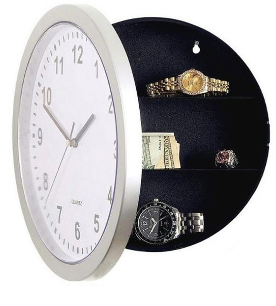 2017 nouvelle horloge murale compartiment secret caché coffre-fort argent cachette bijoux trucs stockage blanc 10 pouces livraison gratuite