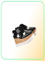 2017 Nuevo Elyse Stella Stella McCartney Scarpe Plataforma Zapatos para mujeres cuero negro genuino con suela blanca9832554