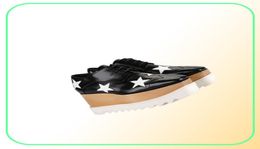 2017 Nuevo Elyse Stella Stella McCartney Scarpe Plataforma Zapatos de cuero genuino negro con suela blanca7594914