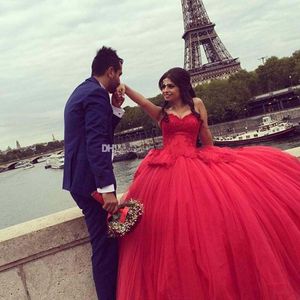 Date Robe De Bal Quinceanera Robes Chérie Appliques Paillettes Perlée Tulle Étage Longueur Corset Débutante Douce 16 Robes