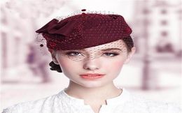 2017 Nuevos Sombreros de Novia Señoras de Lana Cálida Elegante Sombrero de Mujer Occidental de EE. UU. Para Banquete de Noche Boda Party9992112