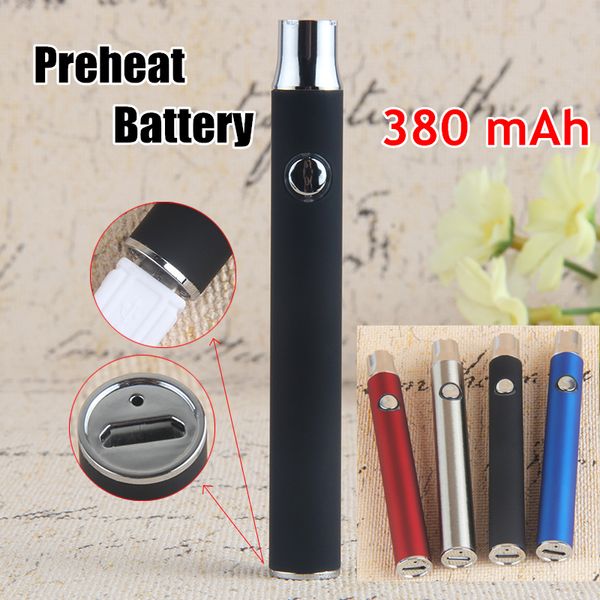 Vape Pen USB Passthrough LO Precalentamiento Batería 350 mah Voltaje variable Función de calentamiento 510 Hilo Cargador Moda E Cigs