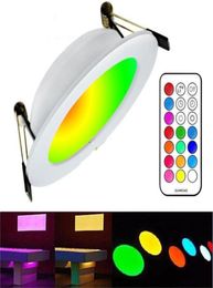 2017 Nieuwste RGBW LED-downlights Verzonken plafondpaneelverlichting Dimbaar 10W RGB WarmKoud Wit AC 110240V Timer Afstandsbediening2815729