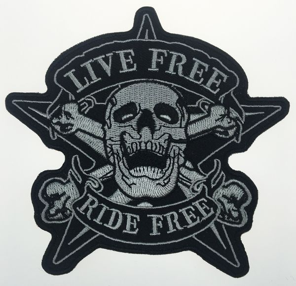2017 Original Skull LIVE FREE RIDE FREE Star Moto Biker Gilet Dos Brodé Patch Rider Punk Badge G0378 Livraison Gratuite