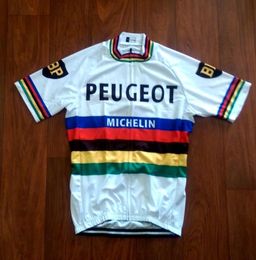 2019 Peugeot Champion du monde maillot respirant cyclisme maillots à manches courtes été séchage rapide tissu vtt Ropa Ciclismo B2