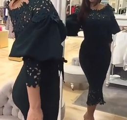 Robes de bal 2017 gaine petites robes noires avec décolleté transparent et 34 robes de cocktail à manches longues6922299