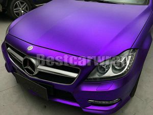 Película de automóvil de vinilo cromado de satén púrpura con burbujas de aire gratis para gráficos de vehículos de lujo cubre calcomanías de aluminio 1.52x20m 5x67 pies rollo