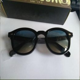 2017 Rétro Vintage Johnny lunettes de soleil tortue et noir avec lentille bleue lunettes de soleil rondes hommes femmes lunettes cadre tout nouveau fash289K