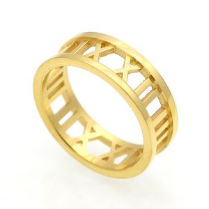 Roman Gold Brand 316L Titanium staal Groothandel Hartliefde Ringen voor Woman Wedding Ring Jewelry Gold/Sier/Rose Color 7mm