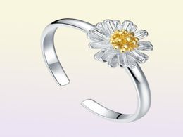 2017 S Placing S925 STERLING Silver Daisy Sun Flower Opening Ring Charms High Quality Woman Ring Bijoux de mode 10pcslot8915146