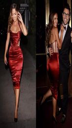 2017 Sexy Dark Red Elastic Silk como Satin Short Shote Cocktail Dresses para mujeres Cernera barata hacia atrás Fiesta de rodilla Gow32337722