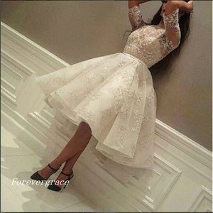 Sexy elegante kant halve mouwen prom jurk Arabische mode formele avond feestjurk Custom Made Plus Size