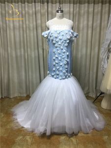 2020 sexy kralen zeemeermin trouwjurken met bloemen tule plus size vloer lengte bruidsjurken vestido de novia bm04