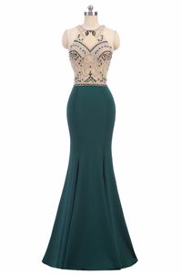 2020 Sexy Crystal Mermaid Formele avondjurken met Beading Lovertjes Chiffon Vloerlengte Plus Size Prom Party Celebrity Jurken Be02