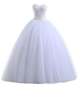 2018 robe de bal blanche sexy robes de Quinceanera avec perles douces 16 robe à lacets longueur de plancher détachable robe para débutante QC113