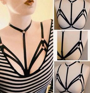 2017 Sexy Women Pastel Goth Goth Garter Belt Pentagram Punk Cage Bra Erotic Lingerie Arnés Balette Bondage Suspender7417282