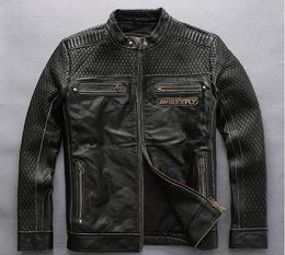 Bonne rétroaction vintage noir AVIREXFLY 100% cuir véritable veste crâne ailes d'aigle vestes en cuir de moto