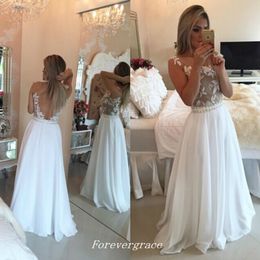 Sheer Kant Chiffon Prom Dress Sexy Parels Riem Open Back Dames Dragen Speciale Gelegenheid Jurk Feestjurk Custom Made Plus Size