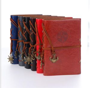 Zakelijke Spiraal Notebook Dagboek Kladblok Vintage Piraat Anchors PU Lederen Notebook Briefpapier Gift School Notebook Traveler Journal