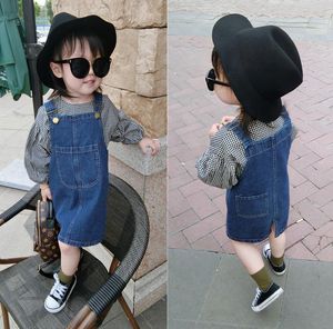 Primavera otoño bebé niñas Denim Suspender falda niños overoles vestido niños Denim vestidos ropa 3890