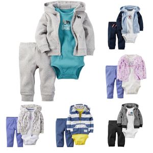 2017 printemps automne noël bébé vêtements manteau + body + pantalon 3 pièces ensemble garçons vêtements survêtement pour filles coton enfants vêtements 3 pc