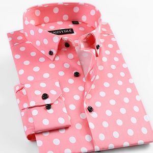 Lente Heren Designer Polka Dot Printing Kleding voor Jeugd Lange Mouw Mode Mannelijke Overhemden Casual Nieuwe Katoenen Shirt