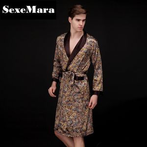 2017 printemps été nouveau luxe impression soie robe mâle peignoir hommes kimono robe de bain hommes robes de soie robes de chambre D7-AD16