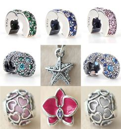 2017 Zomer nieuwe kosmische sterren, veelkleurige kristallen CZ Clip Charm 925 Sterling Silver Jewelly Making for Women's Fashion Bracelet8081871