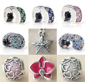 2017 Nouvelles étoiles cosmiques d'été, cristaux multicolores CZ Clip Clip Charm 925 Bijoux en argent sterling Fabrication pour le bracelet de la mode pour femmes2050965