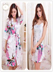 2017 zomer vrouwen sexy rayon zijden gewaad slaapkleding lingerie nachtdress pyjama's satijn kimono jurk pjs badjas bathrobe vrouwelijke jurk 2 pc's set5796118