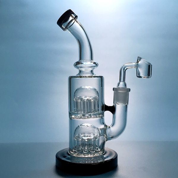 Bongs d'eau en verre de 8 pouces Mini Bong Dab plate-forme pétrolière 12 bras arbre Perc percolateur Bongs barboteurs d'eau avec Quartz Banger ou conduites d'eau de bol YQ01