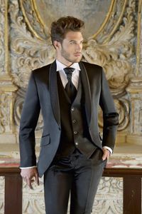 2017 Top Selling Designer New Tuxedos Man Pak Slim Fit Black Groom Bridegroom Suits (jas + broek + Vest + Tie)