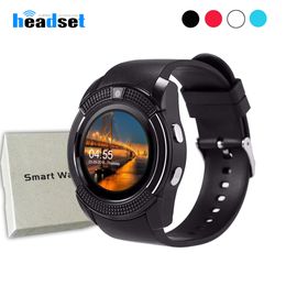V8 Smart Watch compatible con ranura para tarjeta Sim TF pulseras Reloj Bluetooth con cámara de 0,3 M MTK6261D SmartWatch para relojes con teléfono IOS Android
