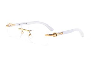 lunettes de soleil vintage sans monture hommes mode diamant mode blanc corne de buffle lunettes cadre carré hommes lunettes de soleil pour femmes avec boîte