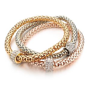 2017 pulseras chapadas en oro para boda, pulsera para mujer, pulsera de cadena de Metal, joyería de moda, 3 unids/lote