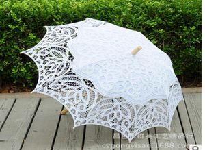 2017 Parasols de mariage blancs parapluies faits à la main dentelle artifull jardin parasols de mariée pour mariée demoiselle d'honneur mariage diamètre 32 pouces 1516387